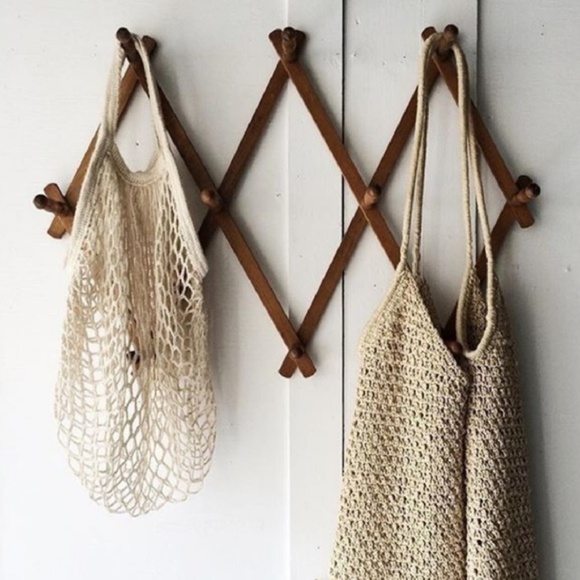 French Cotton Market Net Tote Bag/Dusty Rose/Short - Picture 6 of 8